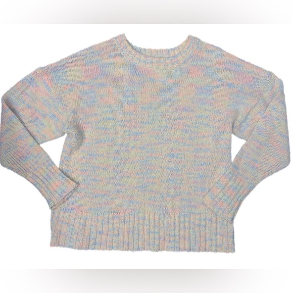 Dressed in LALA Sweaters - Something navy pastel rainbow heathered sweater size large
